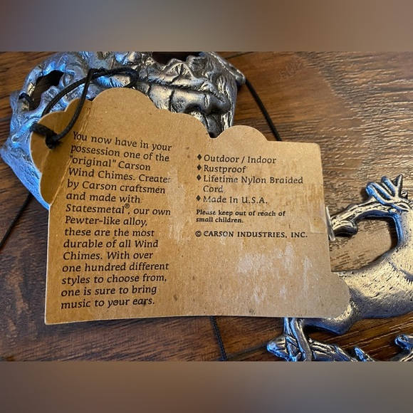 Carson Freeport Pewter Hanging Deer Hunting Wind Chime Silver Color USA Country - Picture 3 of 8